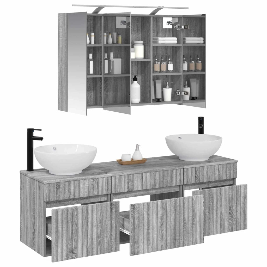 Set di Armadi da Bagno 4 pcs Sonoma grigio 100 x 14,5 x 70 cm 3406620
