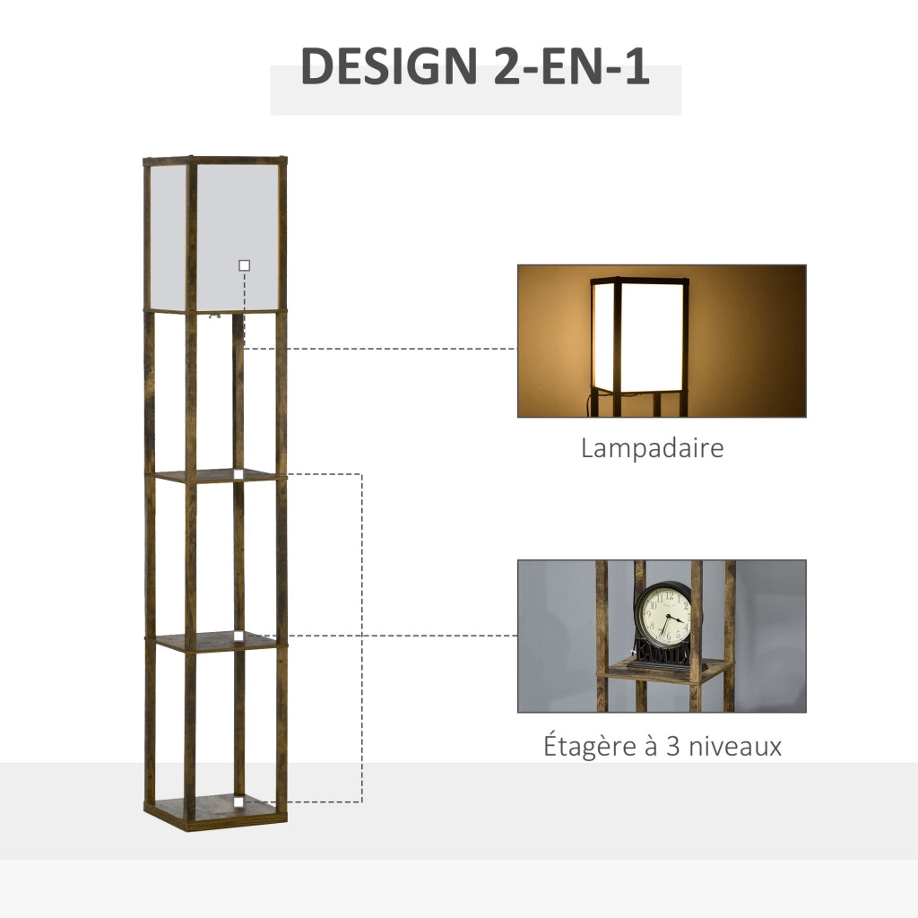 Lampada scaffale libreria ¨C zephmum ¨C MDF bianco e marrone 26x26x160 cm