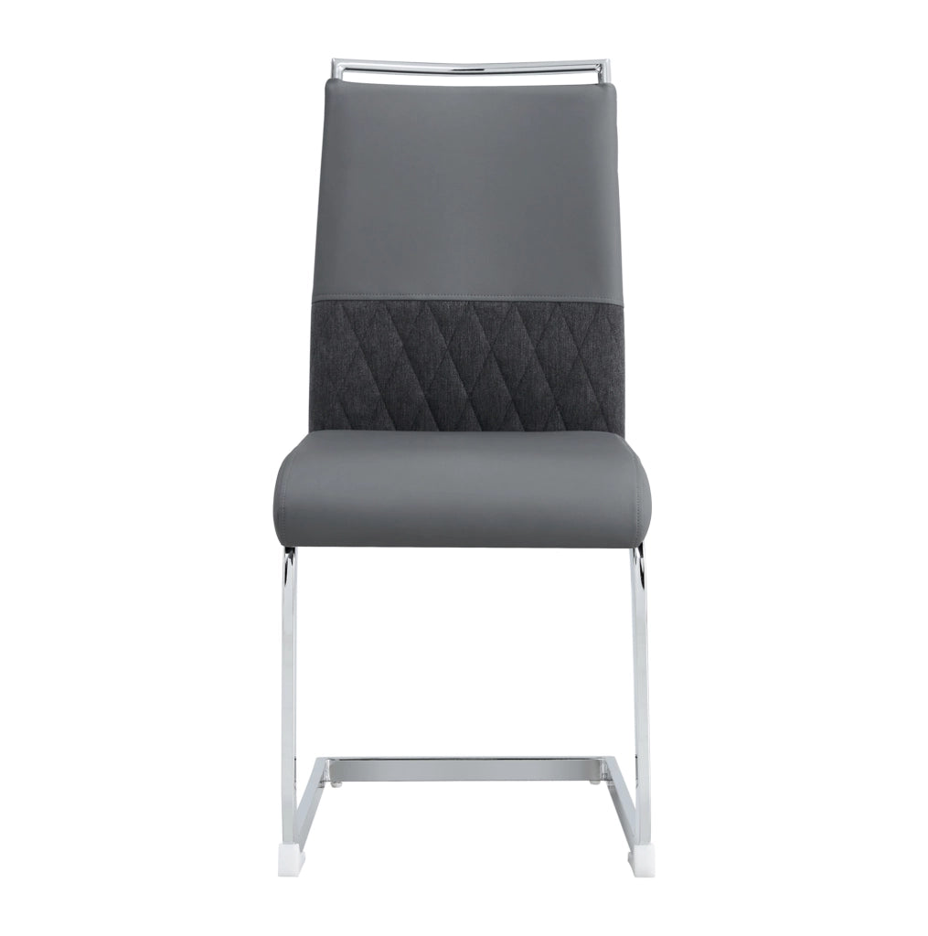 Sedia da pranzo ergonomica grigia con schienale in PU e lino