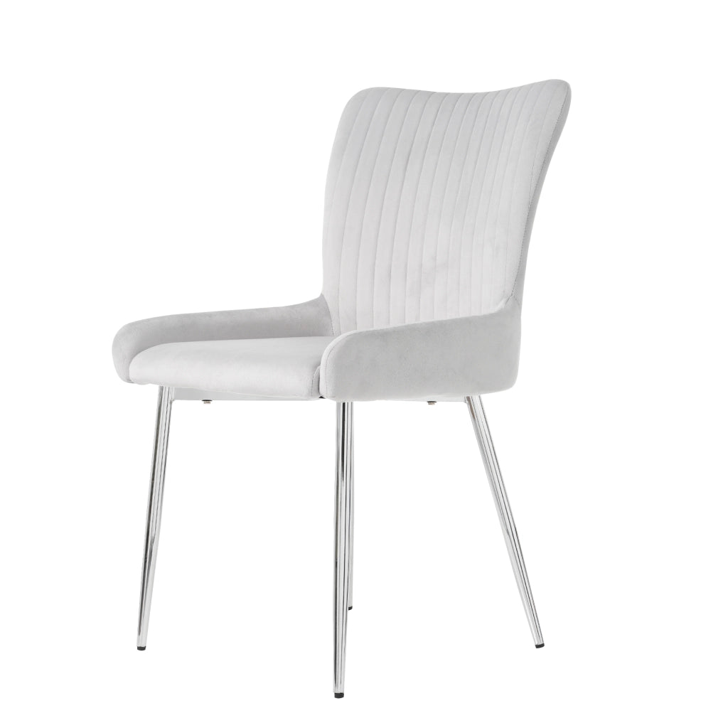 Set di 2 sedie da pranzo in velluto grigio con gambe in metallo, comode e facili da montare