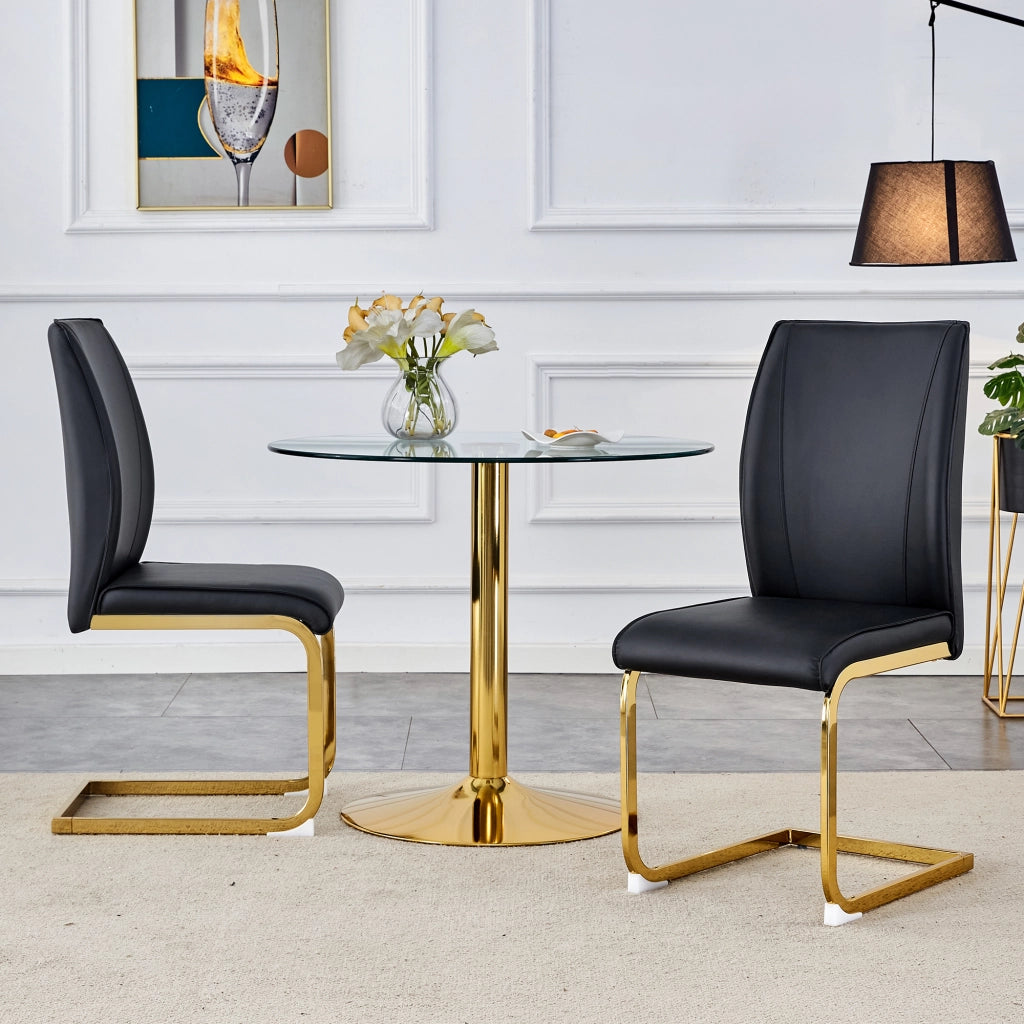 SEDIA Imbottita in PU Nero e Oro Set da 2 pezzi