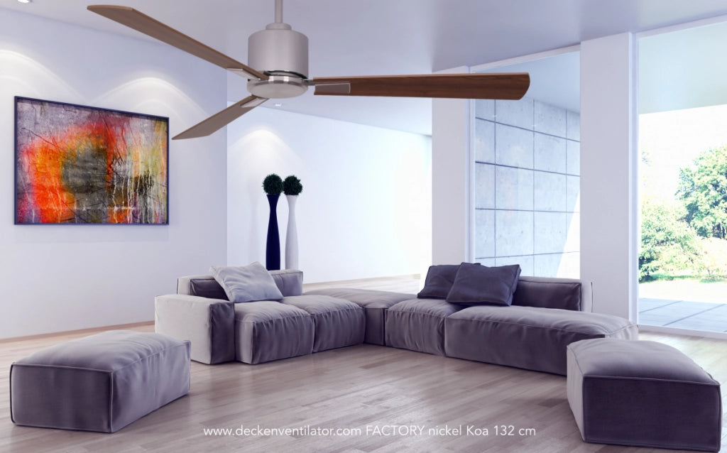 Vam Ventilatore da soffitto a risparmio energetico FACTORY Wi-Fi nero 180 cm telecomando 6 velocità