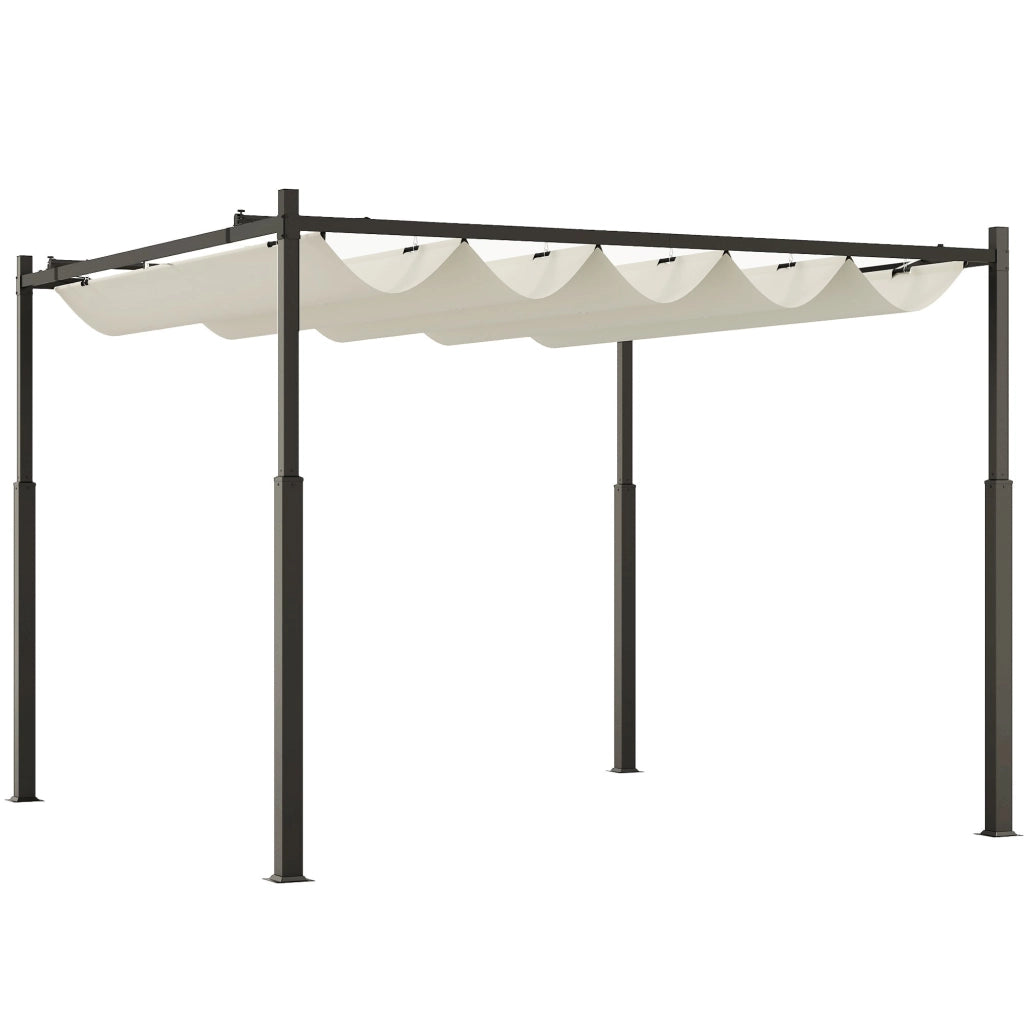 Gazebo Pergola da Giardino 298x298x230 cm con Telo Retrattile Bianco Crema