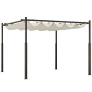 Gazebo Pergola da Giardino 298x298x230 cm con Telo Retrattile Bianco Crema