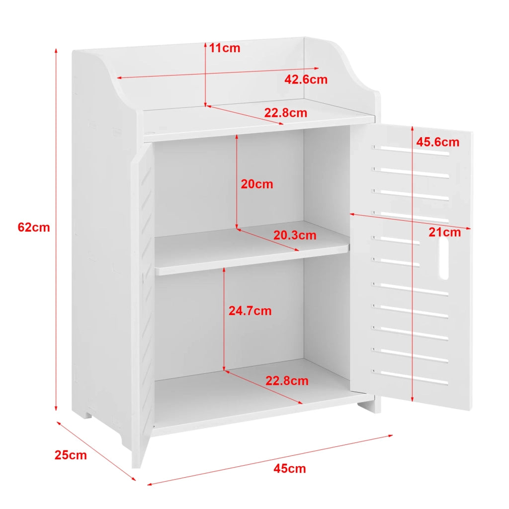 Mobile da bagno di design con ripiani mobile contenitore con 2 ante in legno composito 62 cm bianco 03_0005832