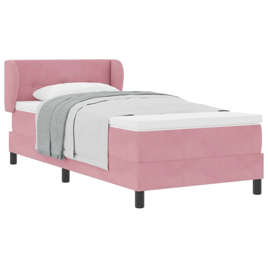 Letto a molle con materasso Rosa 80 x 200 cm Velluto 3340363