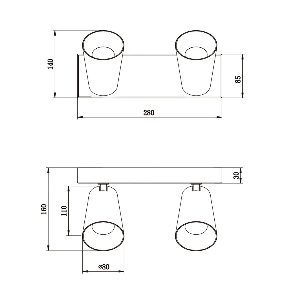 LÚZETE - SPOT DA SOFFITTO/PIANO 2 LAMPADE METALLO BIANCO GU10 SILVANO