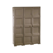 ARMADIO 3 ANTE WENGÉ 118X43X164 CM CON PUNTALI E ANTE EFFETTO LEGNO, MOBILE CONTENITORE ALTO PER ZONA GIORNO E BALCONE COPERTO