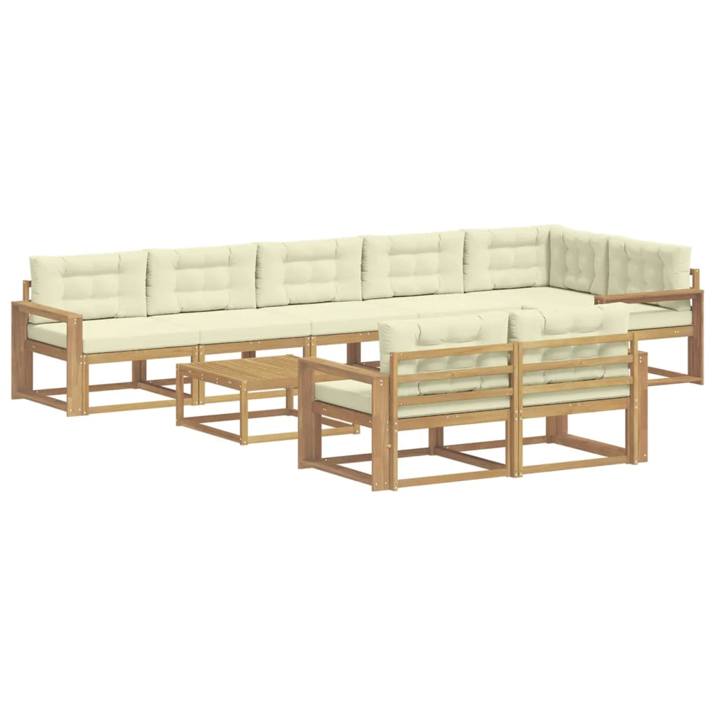 Set di divani da esterno 9 pcs Bianco e Crema 79 x 79 x 37 cm