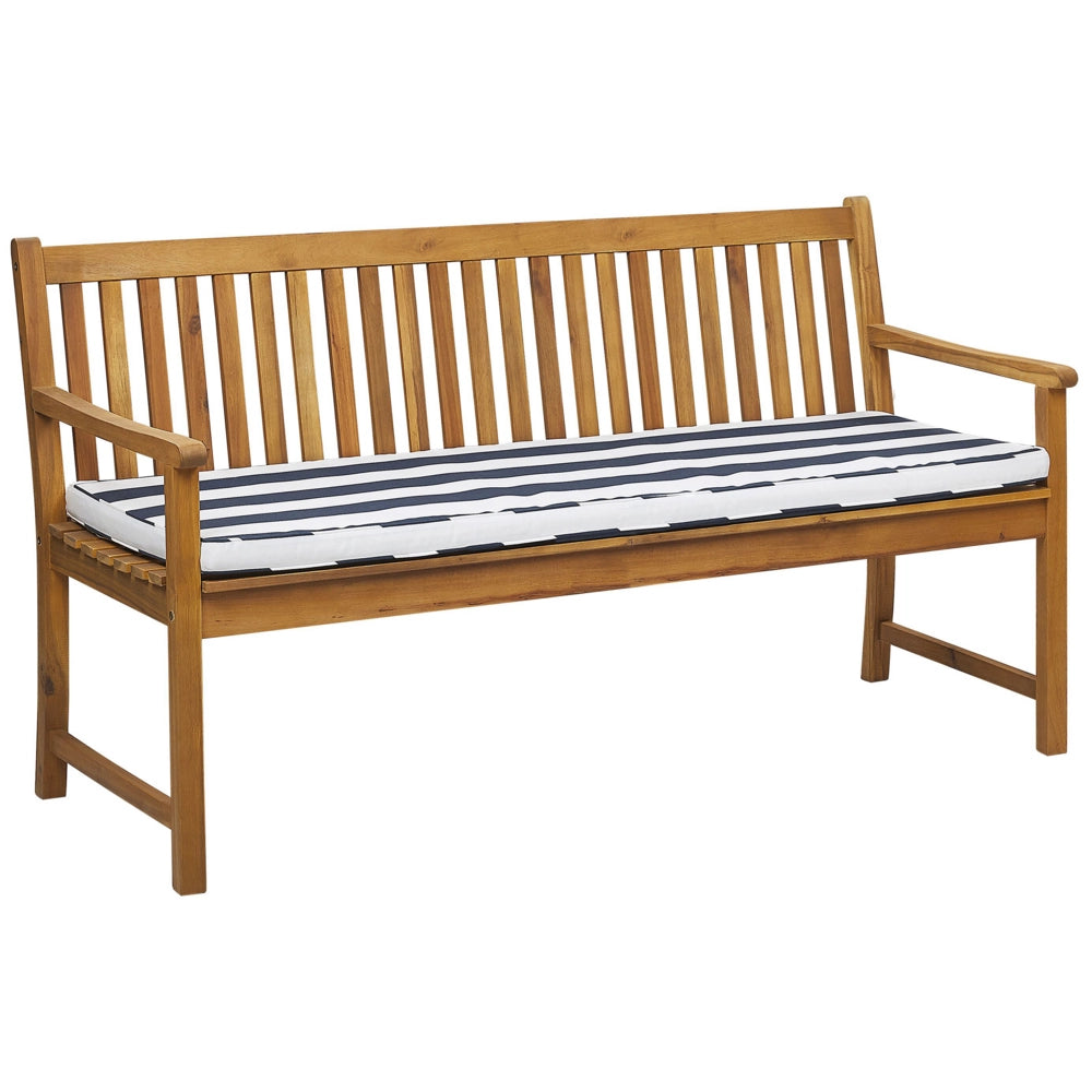 Panca da giardino leggera in legno di acacia 160 cm blu cuscino da seduta imbottitura a doghe design patio esterno stile rustico