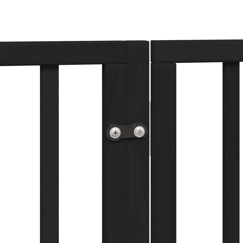 Cancelletto e porta di sicurezza per animali domestici 6 pannelli legno di pioppo nero 02_0023363