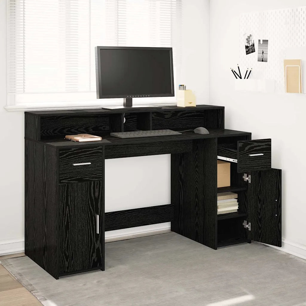 Scrivania | Tavolo da Ufficio Rovere nero 140 x 55 x 91 cm Legno multistrato