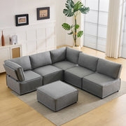 Set modulare in legno - Zephmum - Tessuto lino grigio chiaro - 2A+3B+C
