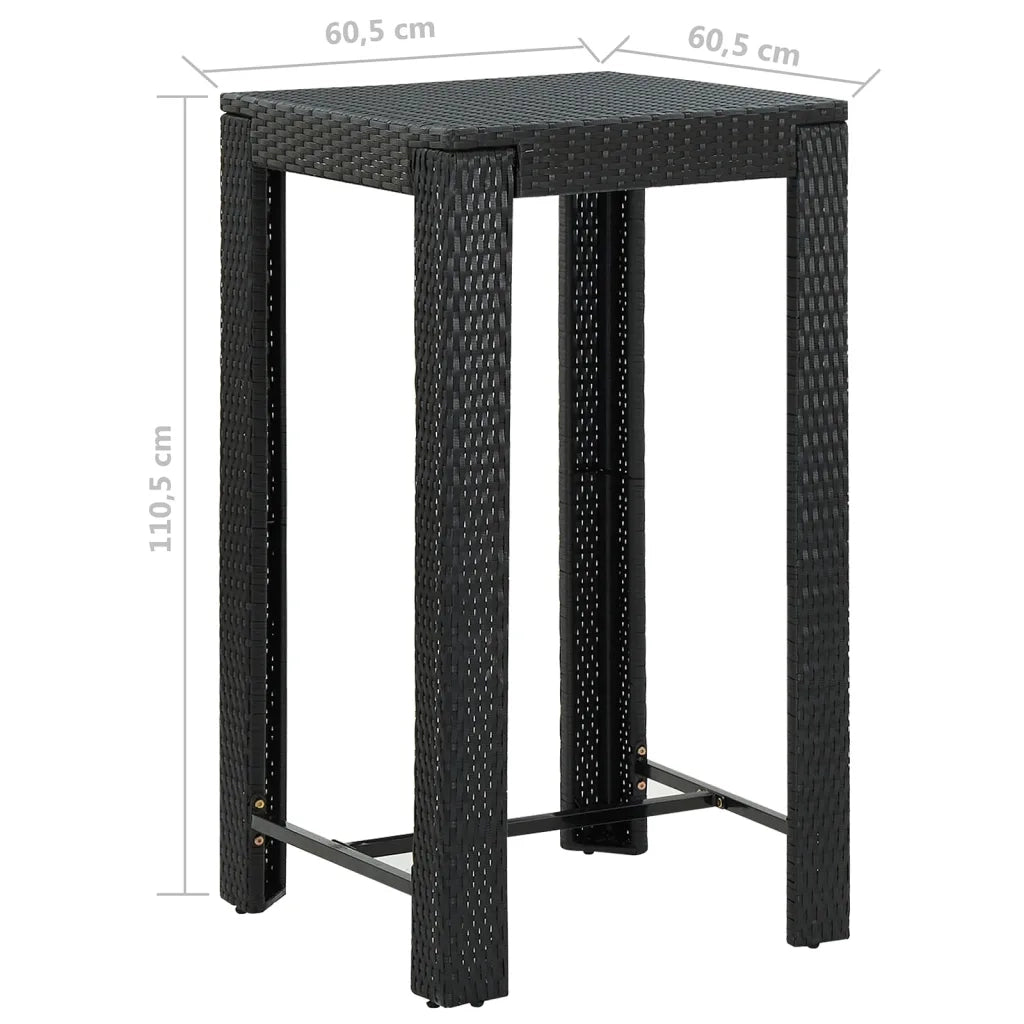 Set Bar da Giardino 5 pz con Cuscini Polyrattan Nero cod mxl 42937