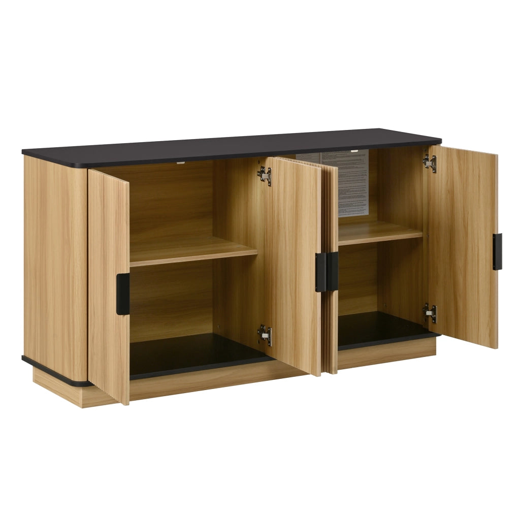Credenza a 4 ante con chiusura silenziosa - per soggiorno - 139x40x75 cm - naturale