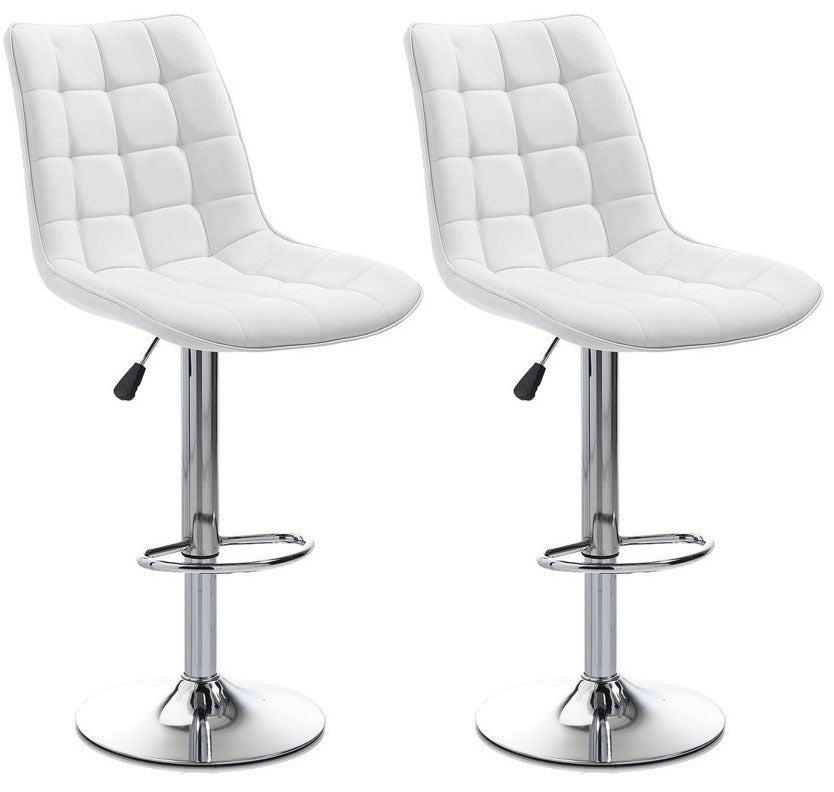 Set 2 Sgabelli 51x60x95/115 cm in Similpelle Bianco