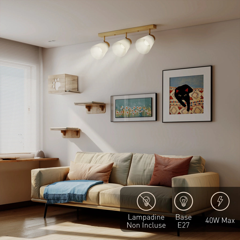 Lampadario a Soffitto 3 Luci Regolabili ¨C zephmum ¨C Legno