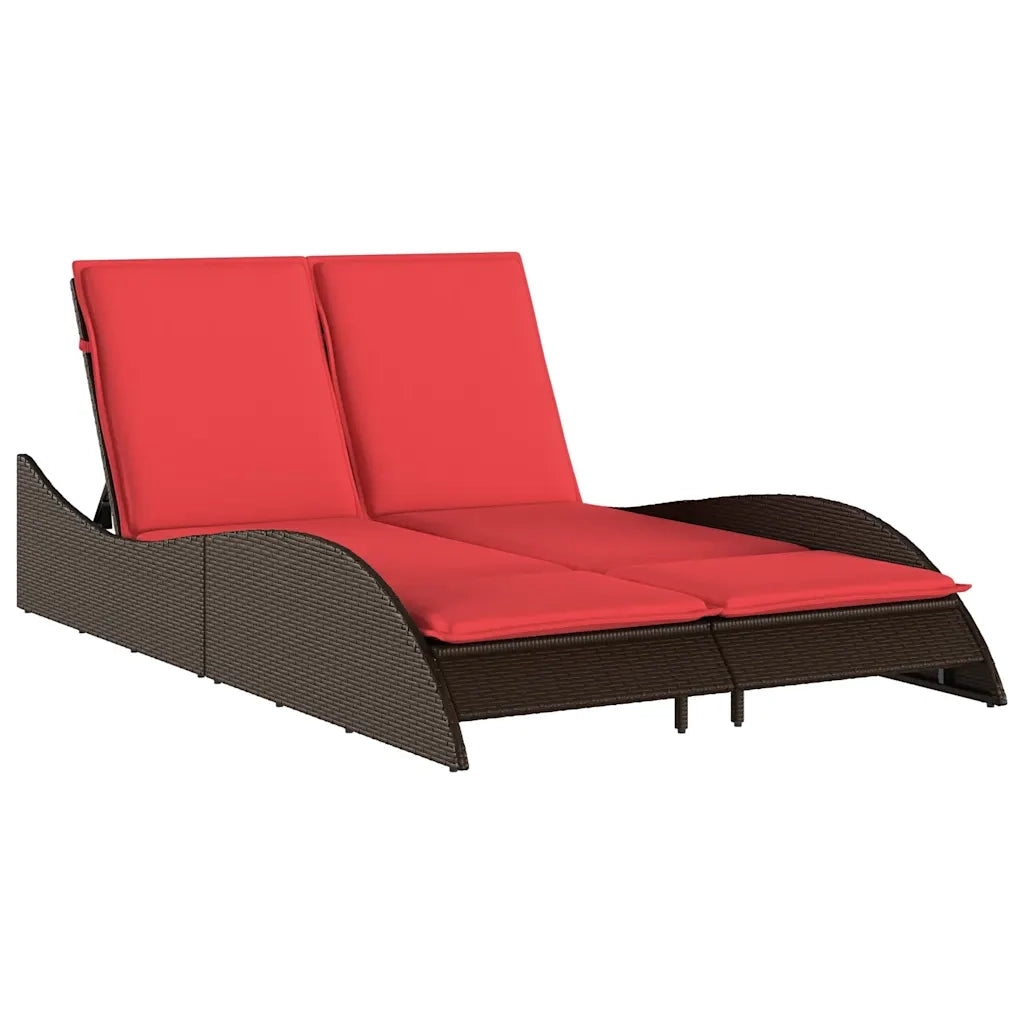 Lettino Prendisole con Cuscini Marrone 114x205x73 cm in Polyrattan 368294