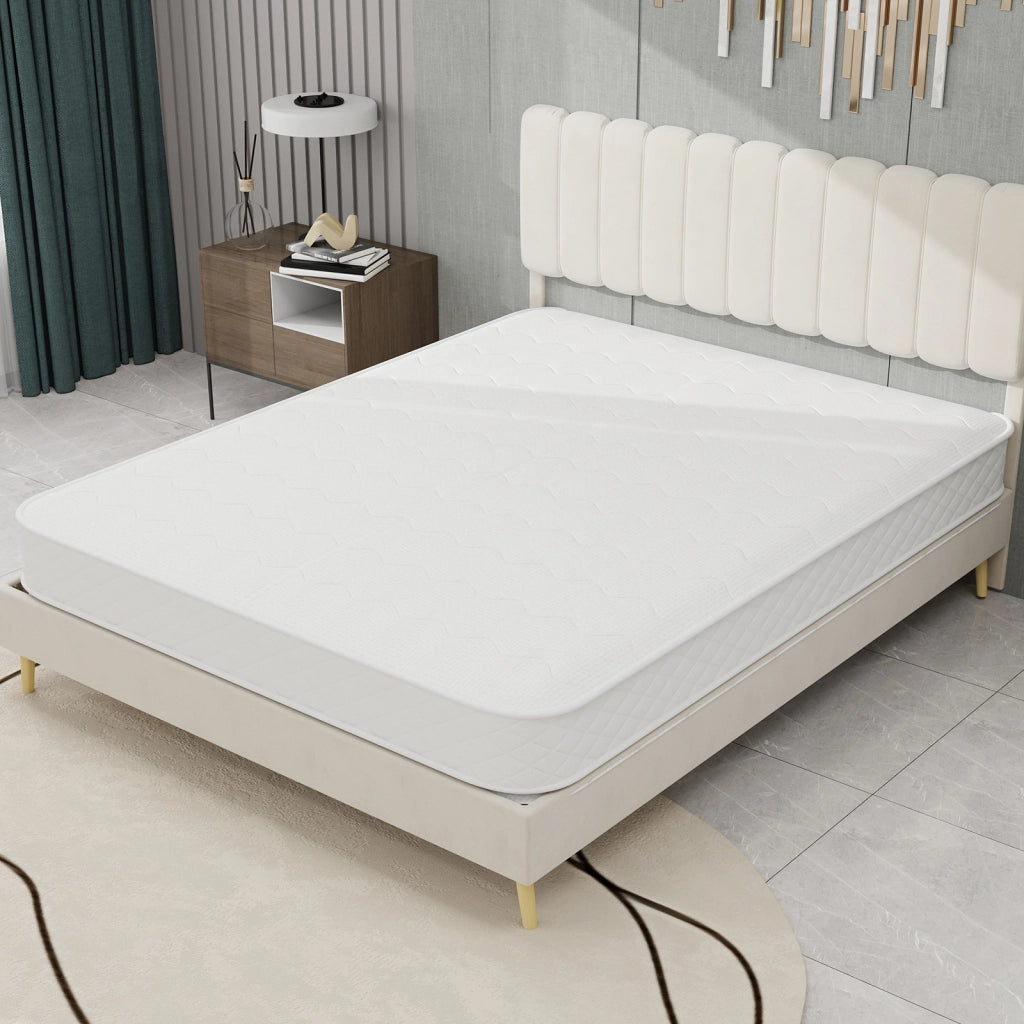 Materasso 140 × 200 cm con molle insacchettate e memory foam traspirante, supporto bilanciato, bianco