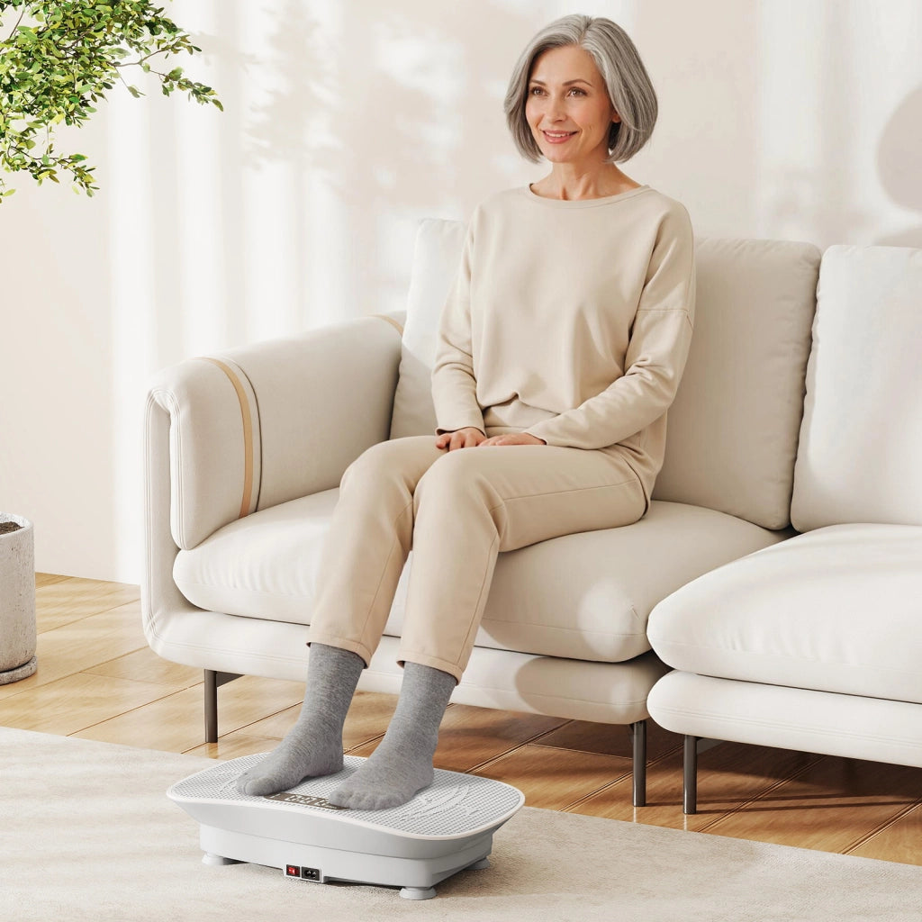 Pedana vibrante dimagrante con 10 livelli di vibrazione e timer, Piastra vibrante con superficie antiscivolo e 4 ventose Grigio