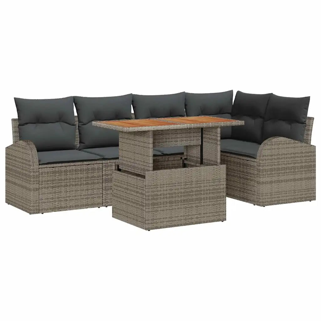 Set Divano da Giardino con cuscino 6 pcs Grigio 3349586