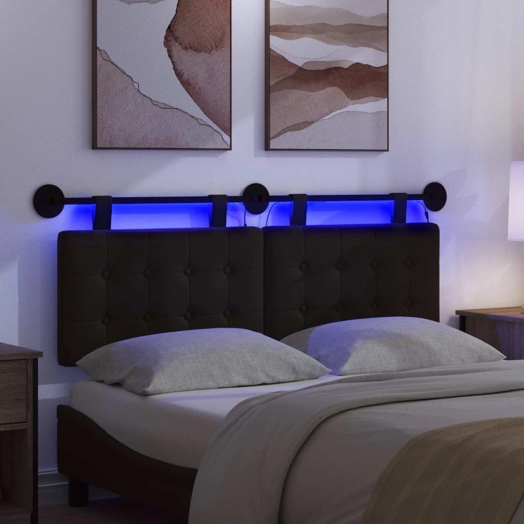 Testiera sospesa Con luce LED Nero Similpelle
