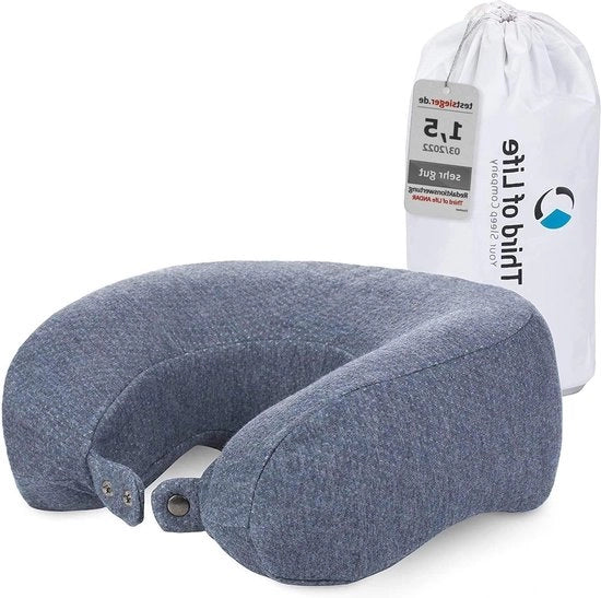 Cuscino di schiuma per il comfort - Cuscino ortopedico HWK - Regolazione del calore - Asciugatura rapida - Cuscino per viaggi - Dimensioni 30x26x13/10 cm