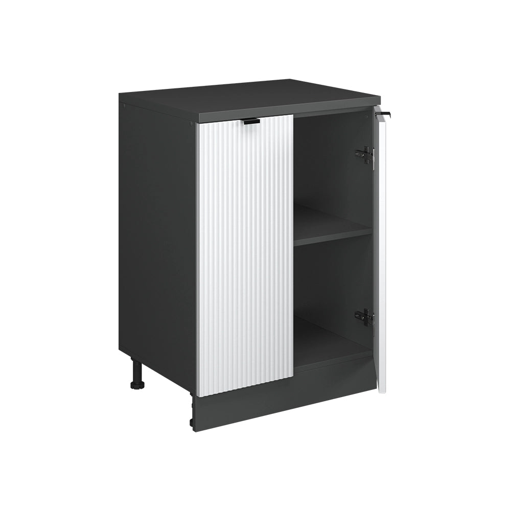 Mobile cucina sottotetto R-Line Ondulazione bianca/Antracite 60 cm senza inclinazione con 2 ante Vicco