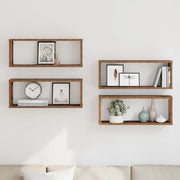 Mensole a Cubo Muro 4 pz Legno Antico 60x15x23 cm in Truciolato 856587