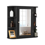 Mobiletto da bagno sospeso 65 x 17 x 64 cm spazio ottimale con specchio moderno in MDF nero 20_0012754