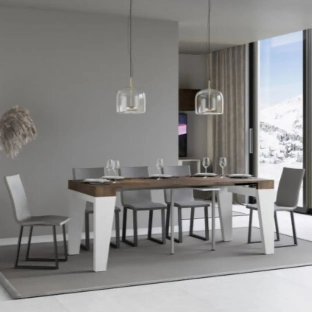 Consolle allungabile 90x40/196 cm Naxy Mix Small piano noce - struttura bianco frassino