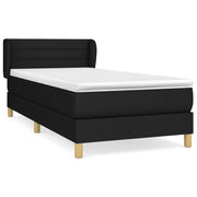 Letto singolo | Letto per adulti | Giroletto a Molle con Materasso Nero 100x200 cm in Tessuto
