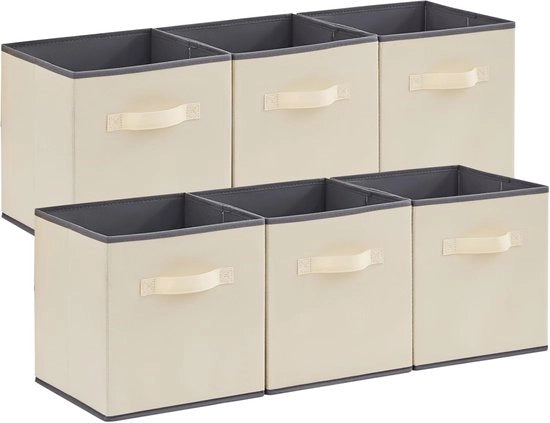 Scatola di archiviazione cubica 6-pack - 30L x 30B x 30H cm - con coperchio ripiegabile - colore Khaki