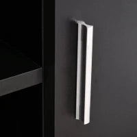 Mobile Porta TV Classico da Soggiorno con 2 ripiani e 2 Armadietti, in MDF e Acciaio Inox, Nero, 120x39.5x52cm