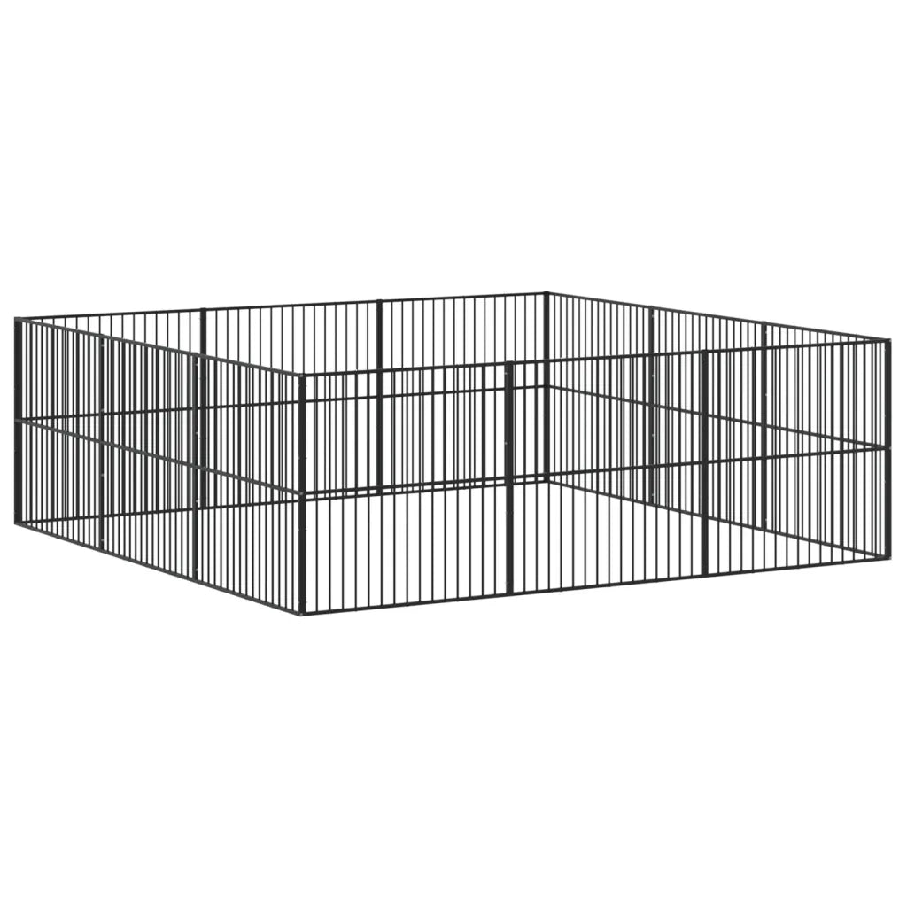 Box per Cani 12 Pannelli Nero Acciaio Zincato CFW6334569