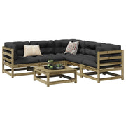 Set Divani da Giardino 6 pz in Legno Impregnato di Pino