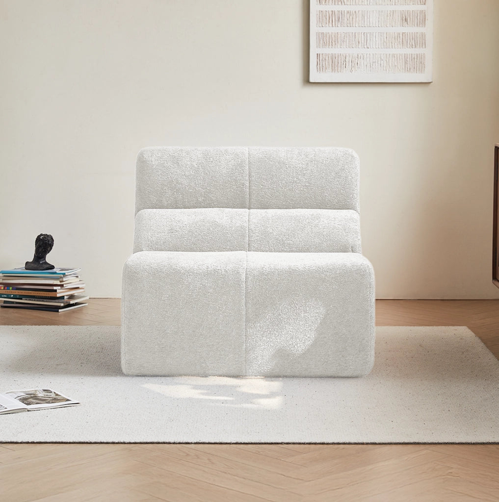 Poltrona compressa in velluto bianco 94x110 cm HOMVRA