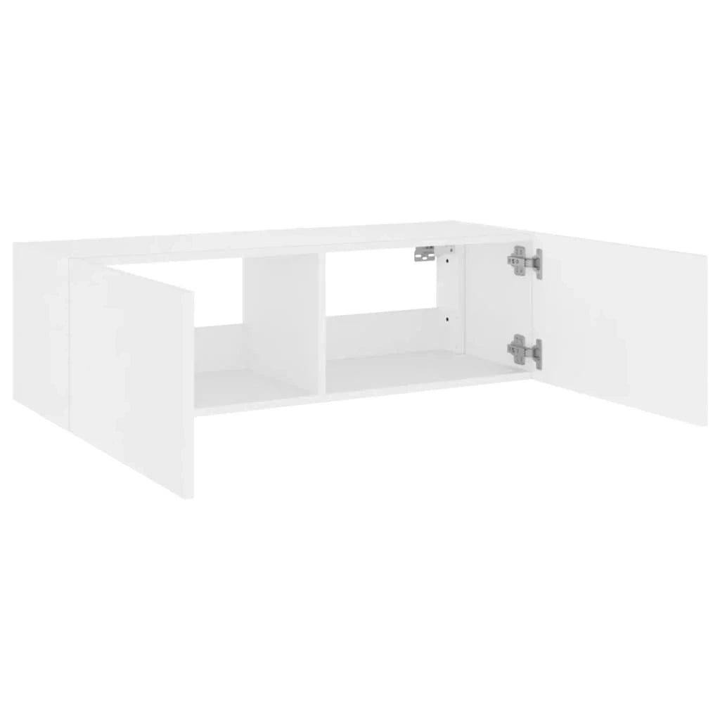 Mobile TV multimediale scaffale TV credenza mobile TV sala da pranzo soggiorno camera da letto montaggio a parete con luci LED 100 x 35 x 31 cm bianco 02_0027850