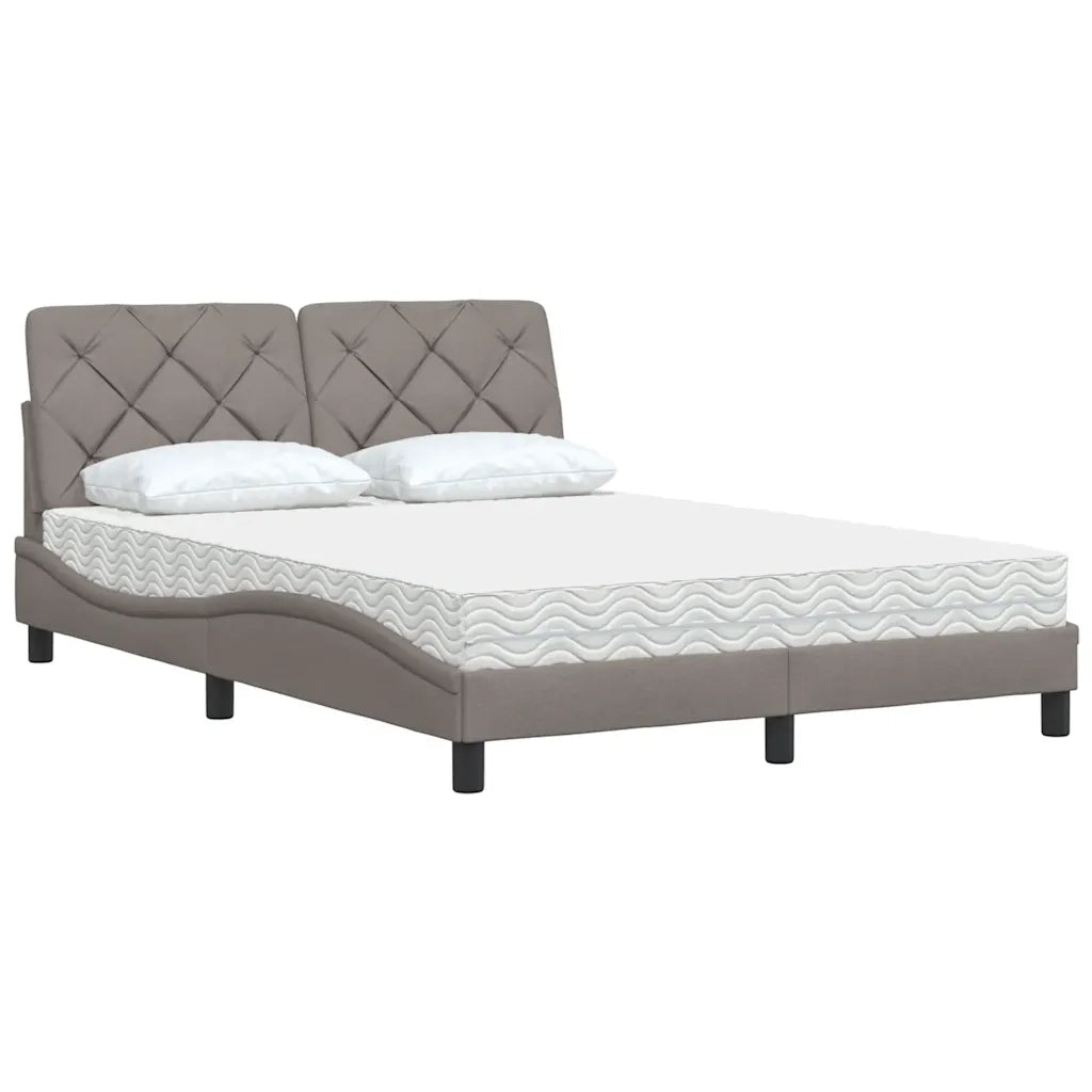 Letto con Materasso Tortora 140x190 cm in Tessuto