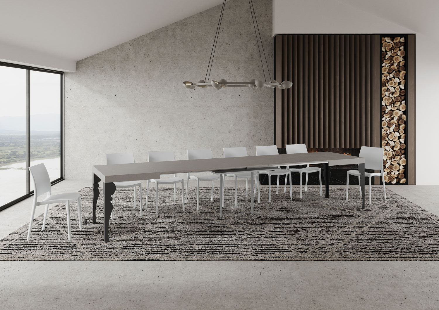 Tavolo Allungabile 120/380x90 cm Paxon Cashmere Gambe Antracite