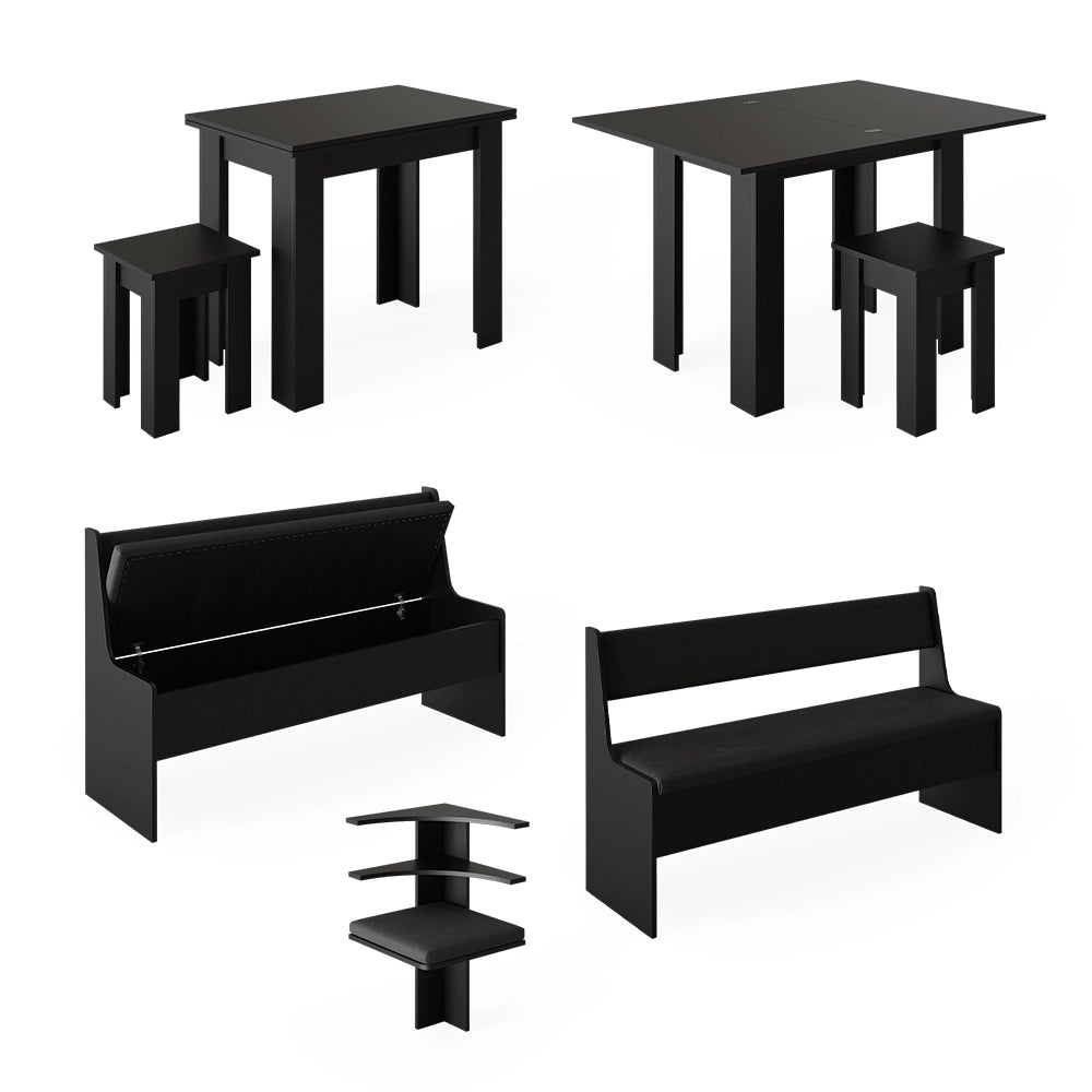 Vicco Gruppo panca ad angolo Nero 180 x 41.5 cm con tavolo