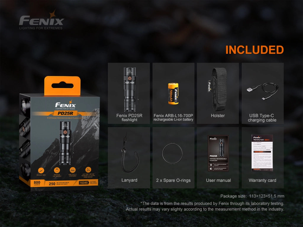 Torcia LED ricaricabile FENIX PD25R 800 lumen 250 metri