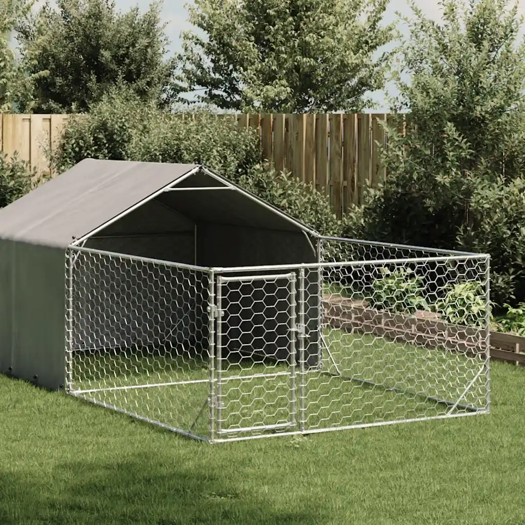 Cuccia per Cani da Esterno con Recinto 5x2x1,5m Acciaio Zincato CFW7238200