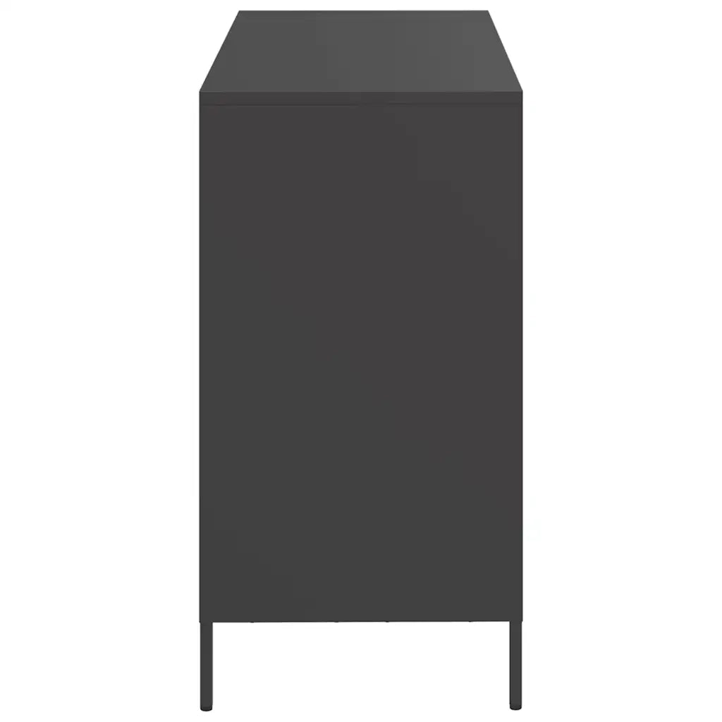 Credenza Nera 101,5x39x73,5 cm in Acciaio Laminato a Freddo