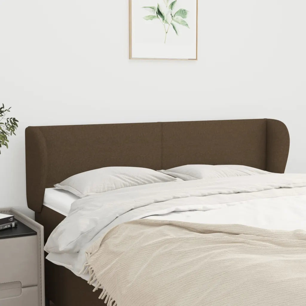 Testiera ad Orecchio-Testata con Orecchie Marrone Scuro 147x23x78/88 cm in Tessuto 999315