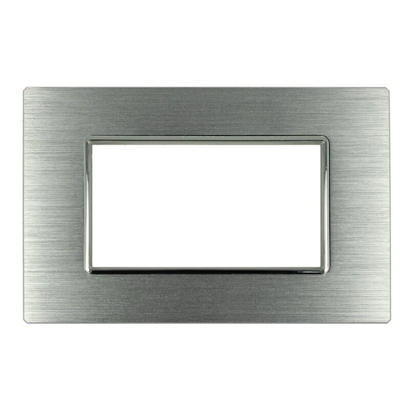 Placca Luxury 504 4M In Metallo Satinato Colore Argento Compatibile Con Bticino Axolute SD21004-7MT
