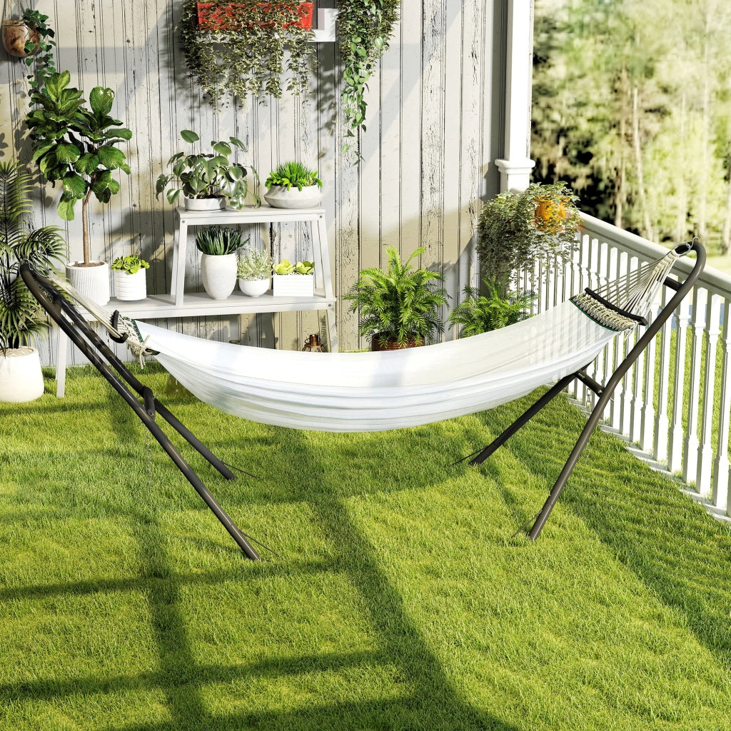Supporto per Amaca Regolabile e Antiscivolo con Ganci a S, in Acciaio, 278x97x112 cm Nero