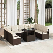 Set Divano da Giardino 10 pcs Marrone Poly Rattan 3357621