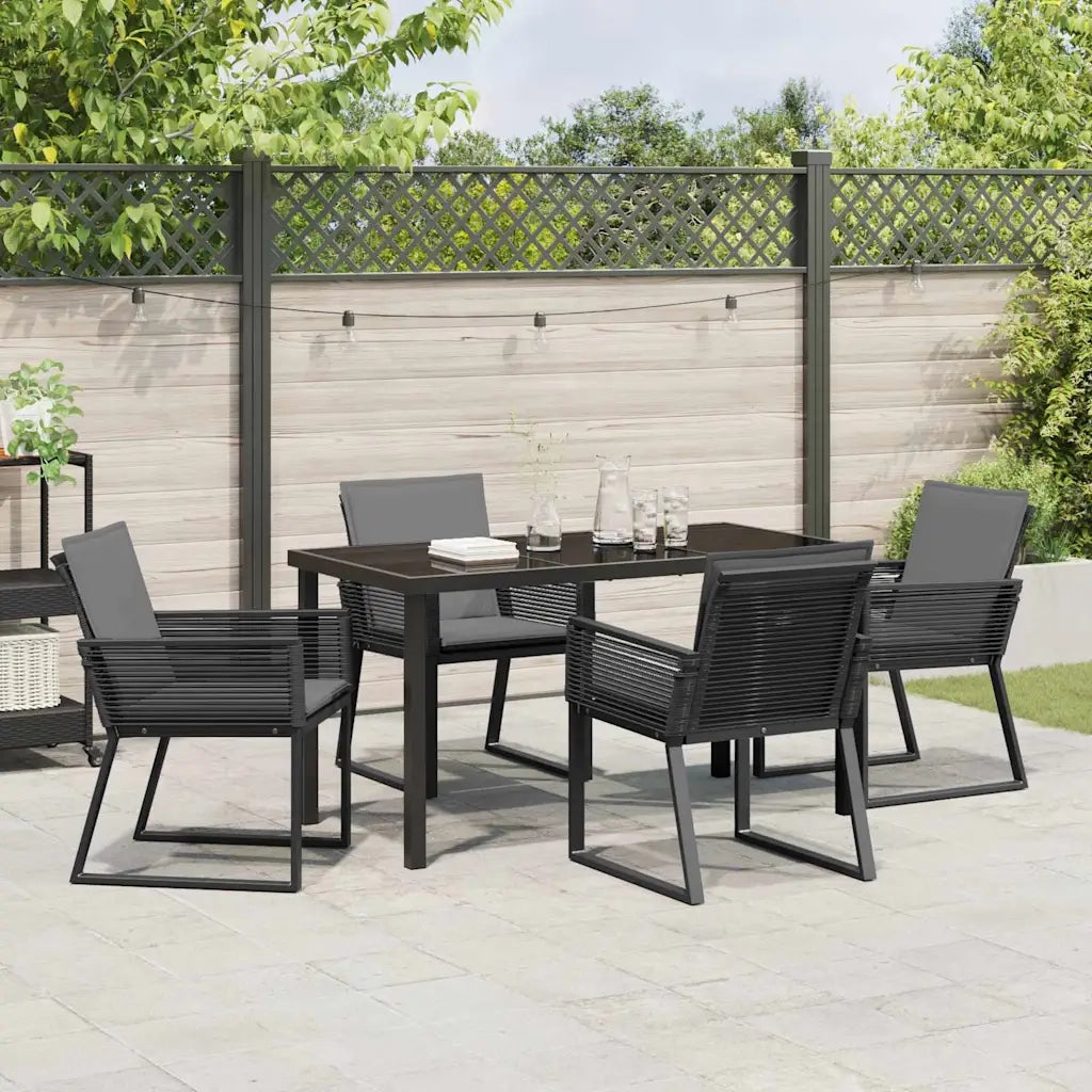 Set da Pranzo per Giardino 5 pcs Nero