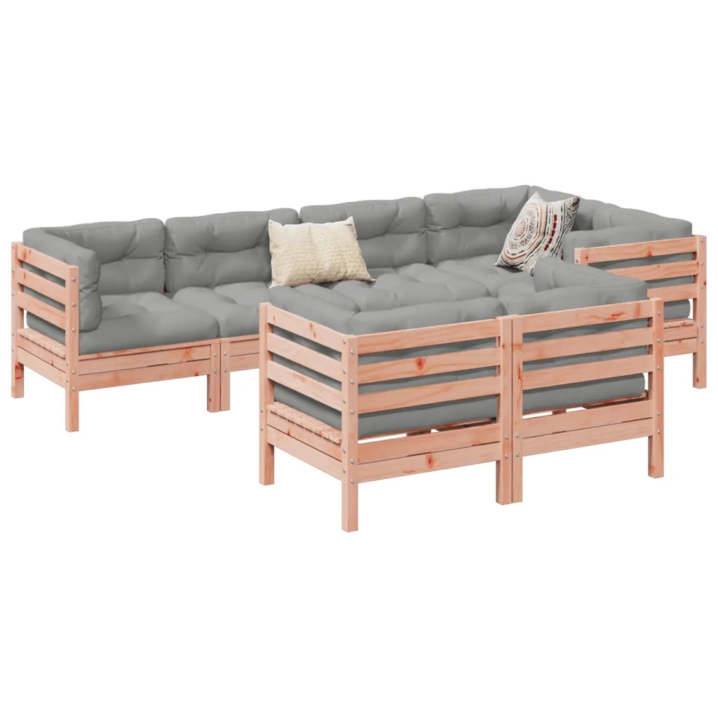Set Divani Giardino 7 pz Cuscini Legno Massello Abete Douglas 3299498